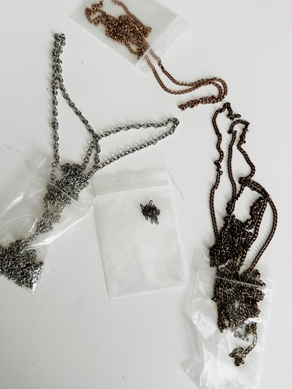 Lot # 4 Silver and Antique Gold Necklace Chains For Jewelry Making